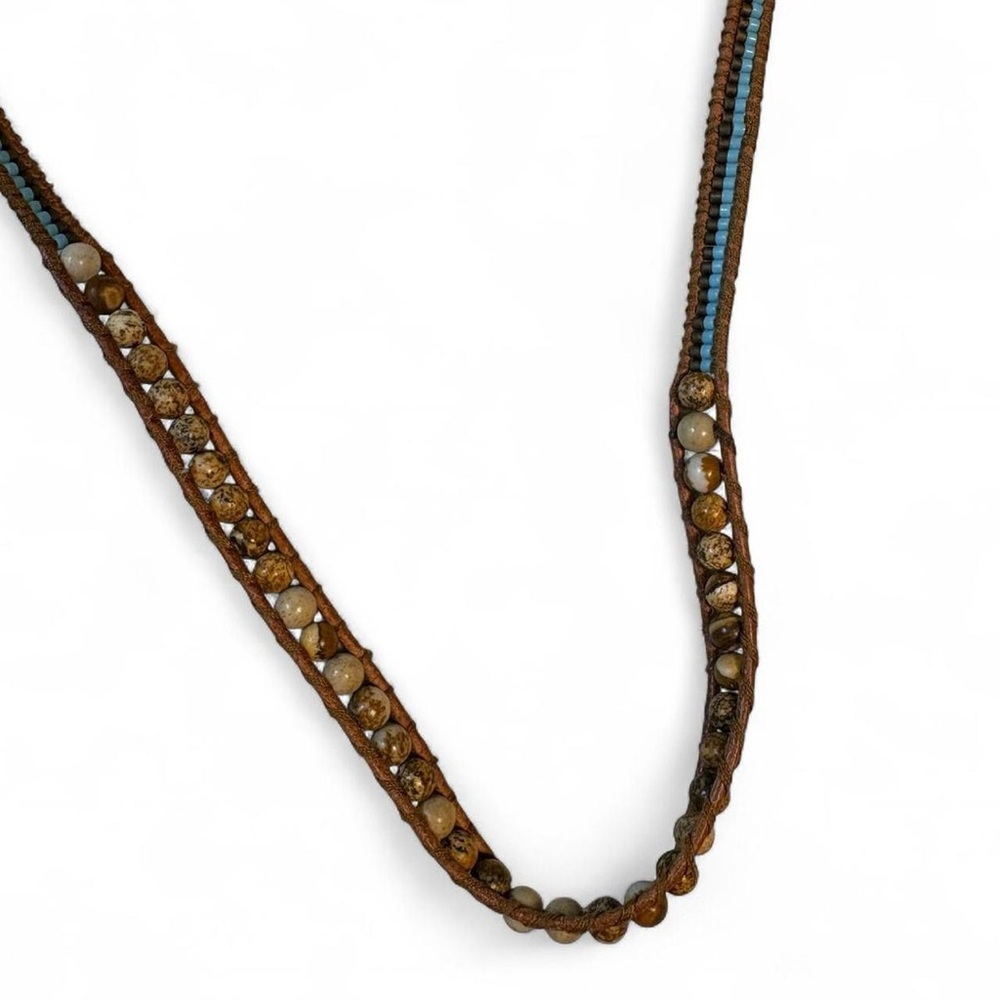 Victoria Emerson boho/western leather/beaded necklace/bracelet - Picture 5 of 6